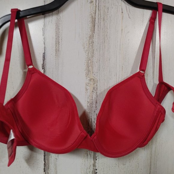 36B Vanity Fair Bra Red Underwire Lined Style 75-208 - Picture 7 of 9